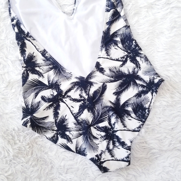 ONIA Nina Halter Black Palms One Piece Swimsuit - Picture 6 of 7